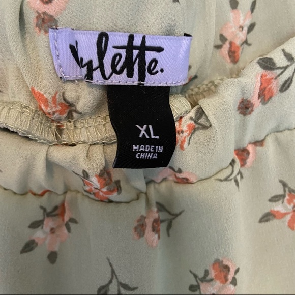 Vylette Floral Flowy Chiffon Tiered Maxi Skirt Green Size XL - Picture 6 of 8